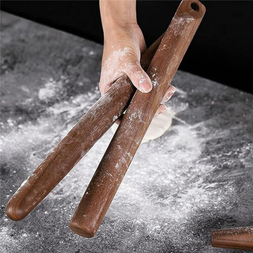 Black Walnut Wood Rolling Pin Perforated Solid Wood Baking Dumpling Sticks Kitchen Tool for Baking Pie Pastry 2