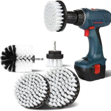 OUTAD 4-teiliges Reinigungsbürsten-Set mit weichen Borsten für Teppiche, Felgen, Fliesen, Badewannen, Küchen, Toiletten, Weiß