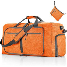 115-Liter-Reisetasche, faltbare Sporttasche, wasserdichte Falttasche für Camping, Wandern und Reisen – Orange