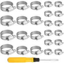 Schlauchschellen-Set 10–38 mm, verstellbares Schlauchschellen-Set mit Schneckengewinde für Wasserleitungen, Sanitärinstallationen