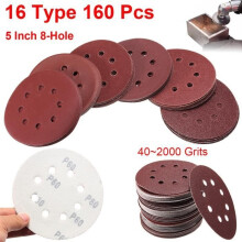 Schleifscheibe - TEMPSA - 125 mm - 160 Stück - Körnung 40#-2000# - 8 Löcher