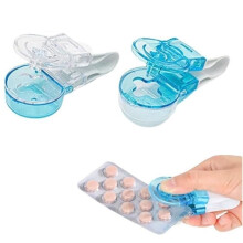 Tragbarer Pillenorganizer, tragbarer Pillenspender, Aufbewahrungsbox, Medikamentenspender, berührungslos, einfach zu bedienen, 2 Stück