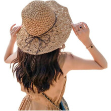 Strohhut für Damen, UV-Schutz-Sonnenhut, Sommerhut für Mädchen mit Schleife, faltbarer Strandhut, weicher Hut