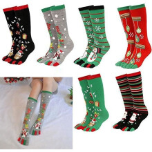 Weihnachtssocken aus Baumwolle für Damen und Herren mit getrennten Zehen, fünf Zehen, originellem Muster, Knöchelsocken, atmungsaktiv,
