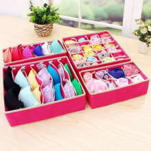 Faltbare Aufbewahrungsbox für Unterwäsche und Socken - Rosa - 4er-Set - 6/7/8/24 Fächer