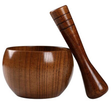 Mörser und Stößel aus Holz – YNKKVRE – Ideal für Gewürze und Knoblauch – Langlebig und ungiftig – Moderner Landhausstil