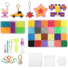 4800 Nachfüllperlen, 29 Farben, 4 mm Perlen mit Steckplatten, Pinzette, Schlüsselanhänger, DIY-Perlenset für Kinder, Schlüsselanhänger