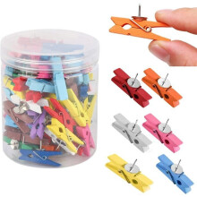 Set mit 30 Reißzwecken mit Holzclips, robuste Holzreißzwecken, dekorative Reißzwecken, Reißzwecken, Reißzwecken für Korktafeln