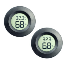 Set van 2 mini digitale thermometers en hygrometers - LCD-scherm voor binnen en buiten met C/F-weergave voor kas, babykamer en keld