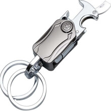 Karabiner-Multitool-Schlüsselanhänger mit drehbarem Ring und Flaschenöffner, robuster Metall-Schlüsselanhänger, praktisches Geschenk fü