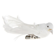 Dekorative Objekte – Kleine Vögel – Weiß – 6,5 x 1,8 cm – 4 Stück – Feder