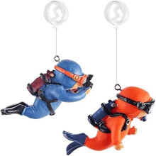 2-teiliges Aquarium-Taucher-Set, Taucherstatue aus Kunstharz, Aquarium-Ornament