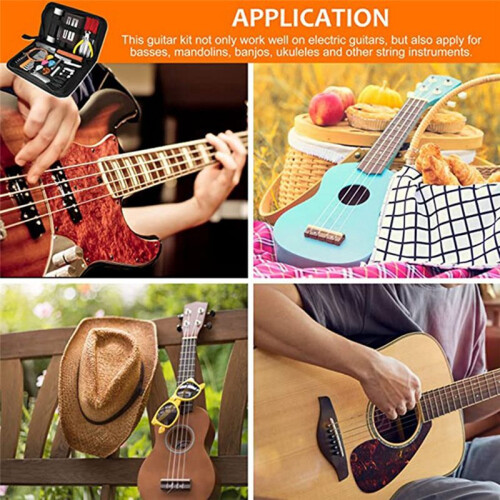 79St Gitarrverktygssats, GitarrtillbehöR Gitarrreparationssats med GitarrsträNgplektrumbrostiftsmäTare 2
