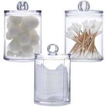 Set mit 3 Acryl-Kulturbeuteln für Make-up, Wattestäbchen und zur Aufbewahrung von Make-up-Entferner-Pads