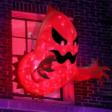 1,4 m großer aufblasbarer Halloween-Geist, aufblasbare Hängedekoration für Fenster mit integrierter roter LED-Lichterkette