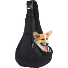 Hundetragetasche – Verstellbarer Schultergurt – Fleece-Material – Tragkraft: 7,5 kg – Schwarz