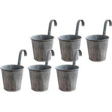 Hängende Metallblumentöpfe, Hängender Metallblumentopf, Balkon-Garten-Heimdekoration Hängender Blumentopf (6 Stück)