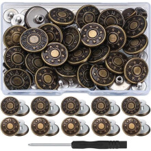30 Jeansknöpfe, Ersatzknöpfe für Hosen, 17 mm große, sofort verstellbare Metallknöpfe