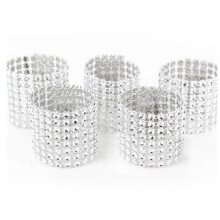 100 Stück silberne Strass-Serviettenringe aus Band, 13 x 4 cm – Silbernes Diamantband