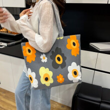 FUNMOON Strandtasche – Große wasserdichte Tasche mit Reißverschluss – Gelbes Blumenmuster