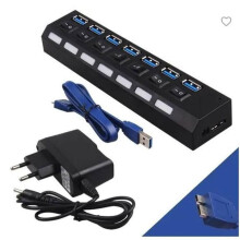 7-Port USB 3.0 Hub, Einzelschalter, 7-Port USB 3.0 Daten-Hub für Laptop/PC