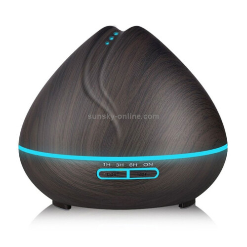 Peach-Shaped Wood Grain Remote-Controlled Ultrasonic Humidifier, Aromatherapy Diffuser, Automatic Alcohol Sprayer With Led Light, Capacity: 400Ml, Eu 1