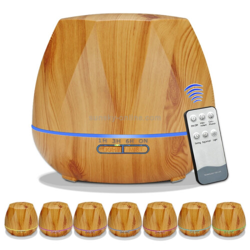 Diamond-Patterned Wood Grain Remote-Controlled Ultrasonic Humidifier, Aromatherapy Diffuser, Automatic Alcohol Sprayer With Led Light, Capacity: 400M 2