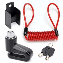 Diebstahlsicherung für Fahrräder/Elektroroller/Motorräder, multifunktionales Scheibenbremsenschloss mit Metallkabel, schwarz und rot