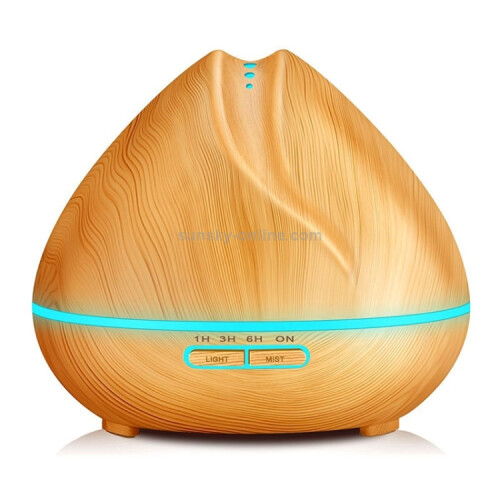 Peach-Shaped Wood Grain Remote-Controlled Ultrasonic Humidifier, Aromatherapy Diffuser, Automatic Alcohol Sprayer With Led Light, Capacity: 400Ml, Eu 1