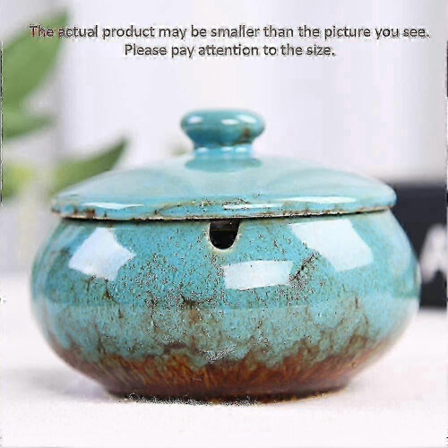 Ceramic ashtray for outdoor use windproof lid home decor 1