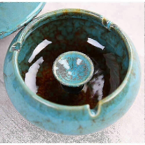 Ceramic ashtray for outdoor use windproof lid home decor 2