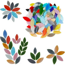 Mosaik-Set – Glasmosaik – Glasblütenblätter – 80 Teile – Verschiedene Farben – Unterschiedliche Größen