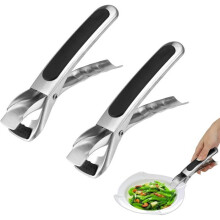 2-teilige Heißspeisenzange, rutschfest, hitzebeständig, aus Edelstahl, geeignet für Heißluftfritteusen, mit hitzebeständigem Schüsselclip