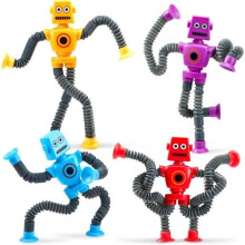 4er-Set Roboter-Pop-Tubes für Kinder, sensorisches Spielzeug für Kinder, Teleskop-Röhrenspielzeug für Mädchen und Jungen, Fidget-Spielzeug