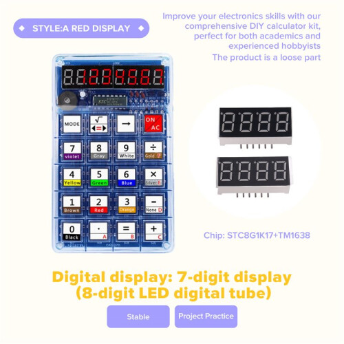 DIY Calculator Kit LED Display Calculator Electronic Making with Batteries for Learn Soldering Assembly Practice A 2
