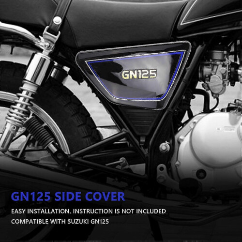 Side cover compatible with Suzuki GN125 - Black motorcycle battery frame panel 1