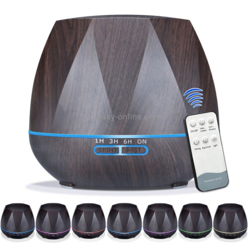 Diamond-Patterned Wood Grain Remote-Controlled Ultrasonic Humidifier, Aromatherapy Diffuser, Automatic Alcohol Sprayer With Led Light, Capacity: 400M 2
