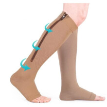 Kompressionsstrümpfe, 1 mit Reißverschluss, Kompressionsstrümpfe für Damen und Herren, Kompressionsstrümpfe für Venen (Beige)