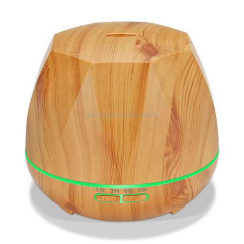Diamond-Patterned Wood Grain Remote-Controlled Ultrasonic Humidifier, Aromatherapy Diffuser, Automatic Alcohol Sprayer With Led Light, Capacity: 400M 1