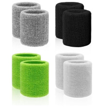 Set van 8 polszweetbandjes - Wit - Fitness - Multisport