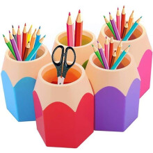 Bureau-organizer, kleurrijke pennenhouder, geschikt voor pennen, kwasten, een vaasje en kantoorbenodigdheden.