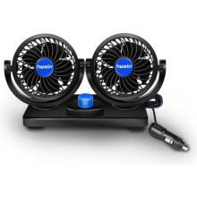 12V 360 draaibare autoventilator met instelbare snelheid en dubbele kop voor voertuigen
