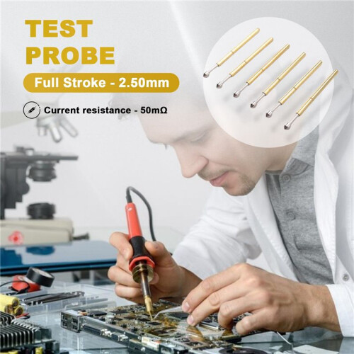 100Pcs P75-E2 Spring Test Probe Pogo Pin 1.3Mm Conical  1.0Mm Thimble 2