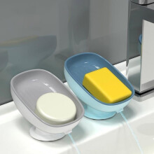 Set van 2 plastic zeepbakjes met afvoer - Zeepbakje met zuignap voor onder de douche - Voor badkamer en keuken - Schoonmaak