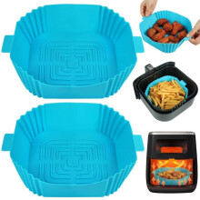 Siliconen inzetstuk voor airfryer - ZEMINPEOEL - Set van 2 - 16,5 cm - Blauw - Hittebestendig