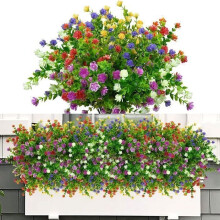 Kunstmatige buitenbloemen - Nepbloemen - 6 stuks, plastic, UV-bestendig - Struiken, planten, tuindecoratie, balkonplantenbak