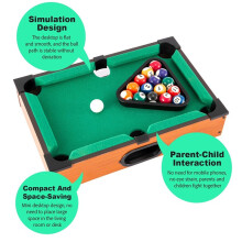 Pool Table for Kids & Families: Portable, Wooden Table Top Billiard Game with Complete Accessories