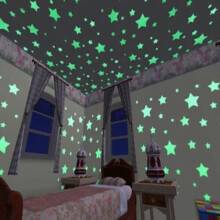 100 x Stervormige fosforescerende muurstickers, muurstickers voor babykamer, raam, plafond en muren