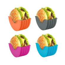 Hamburgervorm - Vaste doos - 4 stuks - Siliconen - Gemakkelijk schoon te maken - Afmetingen 10 x 3,8 x 5,6 cm
