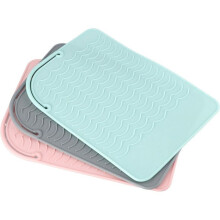 Set van 3 hittebestendige siliconen pads voor krultangen en stijltangen, antislip en isolerend (roze/grijs/groen)
